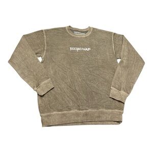 XXXTENTACION Tan Crewneck Sweater with Long Sleeves and Ribbed Cuffs NWOT